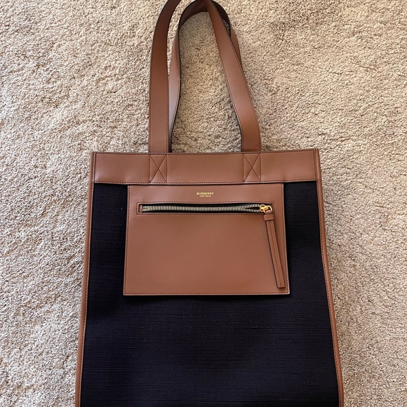 Burberry Manzon Brown and Black Tote Bag - Picture 1 of 8